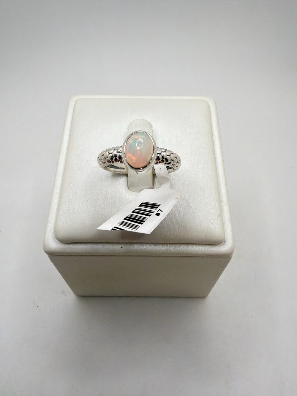 NWT 5x7mm oval cut cabochon OPAL solitaire ring in sterling silver!